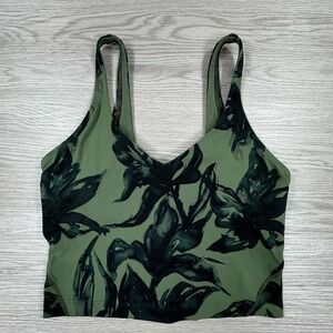 Lululemon Women's Tank Top Align Waist-Length Green Floral Size 4 Yoga Workout